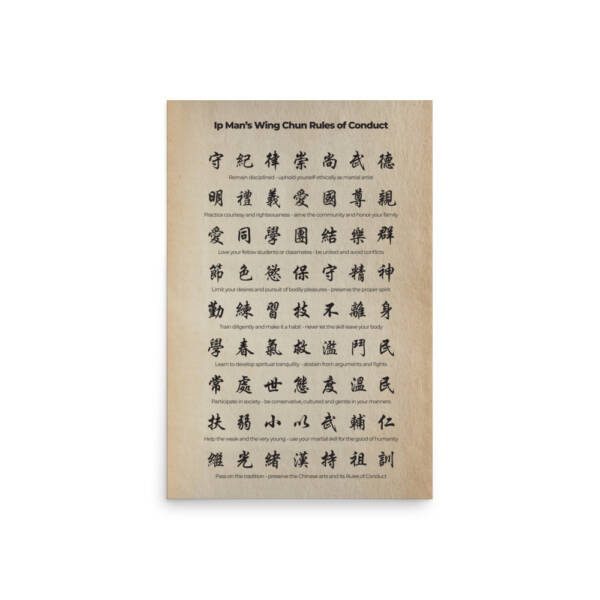 Ip Man's Wing Chun Rules of Conduct Poster - Image 7