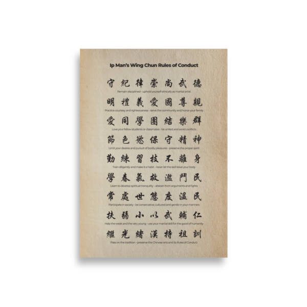 Ip Man's Wing Chun Rules of Conduct Poster - Image 2