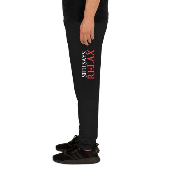 Unisex joggers black left leg 67f733b09f82b.jpg